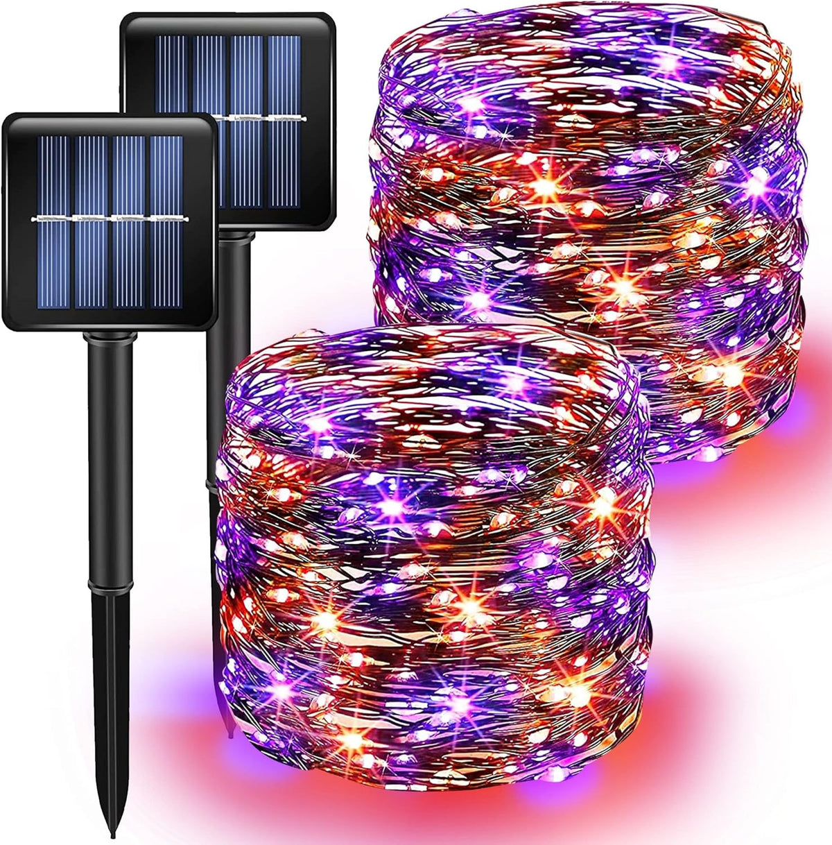 Purple and Orange Solar Halloween Lights Outdoor, Total 80 FT 240 LED Solar Powered Waterproof