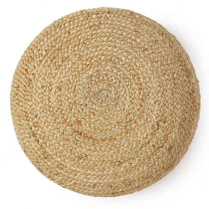 REDEARTH · Jute Circular Low Pouf Ottoman - Braided Pouffe Accent Sitting Round Footrest for Living