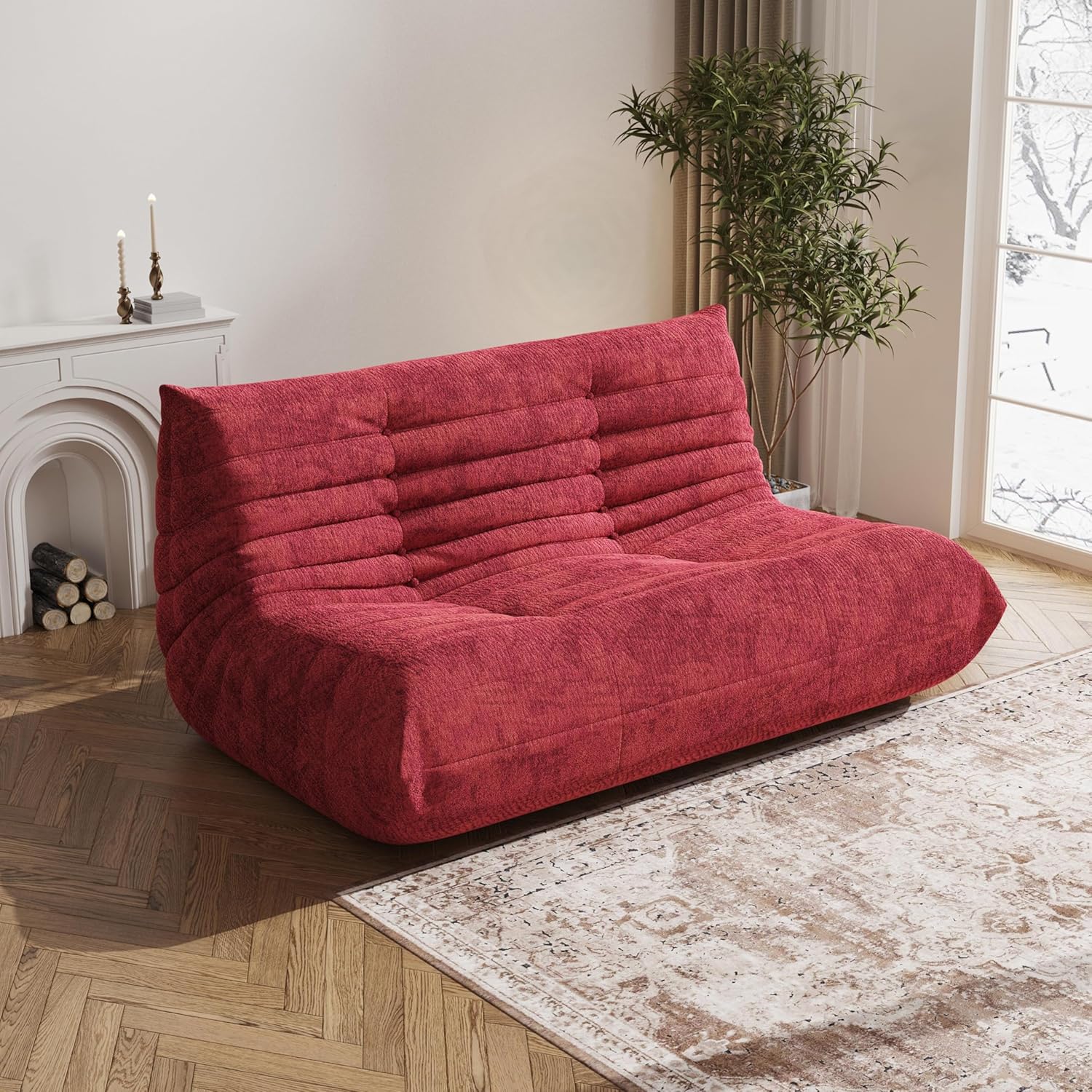 Bean Bag Chair, Loveseat Fireside Chair Bean Bag Sofa Large Bean Bag Chair for Adults, 2 Seater