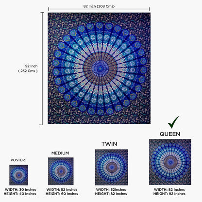 raajsee Blue Turquoise Tapestry- Best Mandala Wall Hanging- Bedding Tapestry For Bedroom
