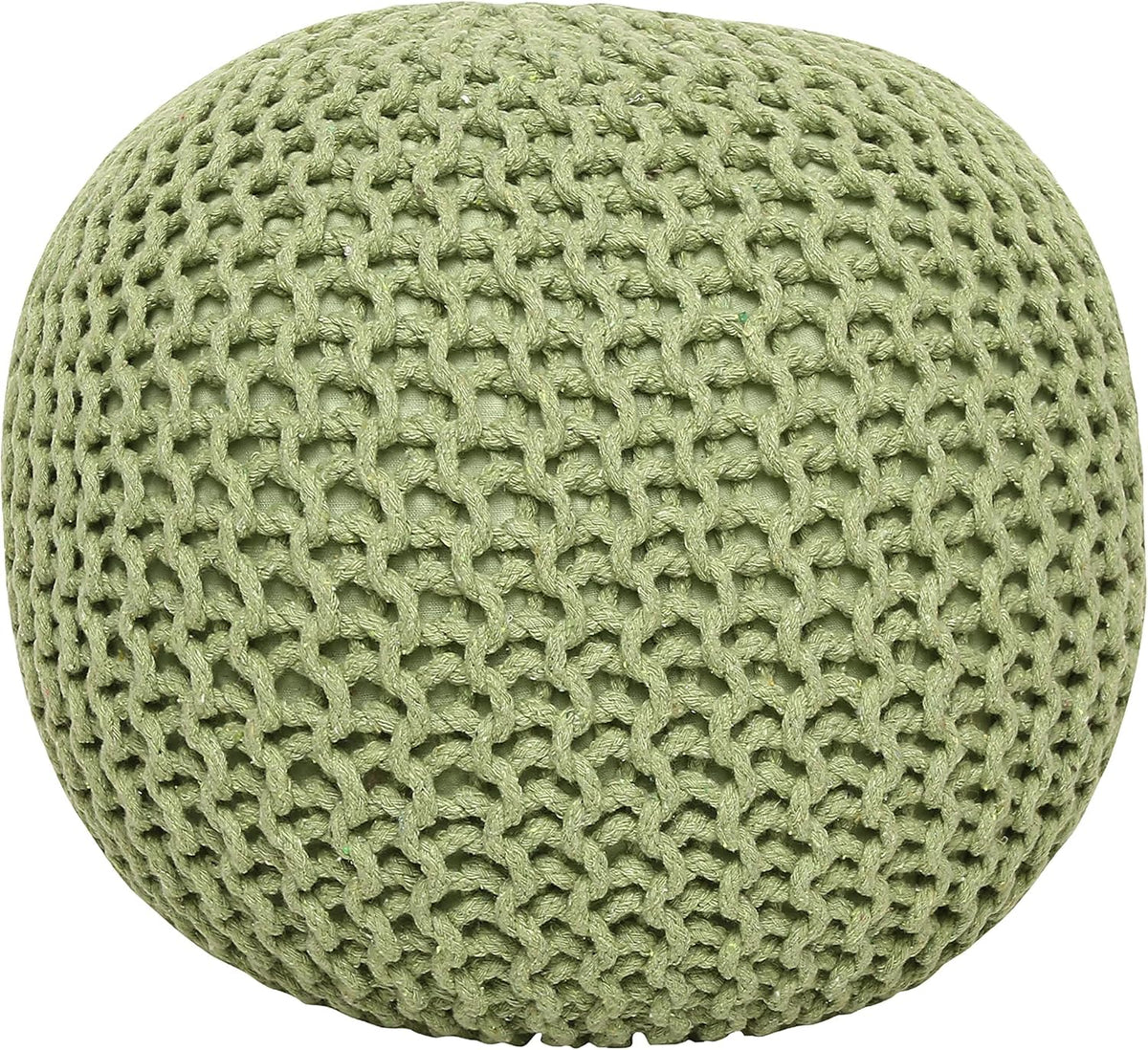 REDEARTH Round Pouf Foot Stool Ottoman - Cotton Knitted Cord Boho Pouffe - Cable Poof Filled
