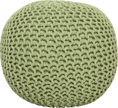 REDEARTH Round Pouf Foot Stool Ottoman - Cotton Knitted Cord Boho Pouffe - Cable Poof Filled