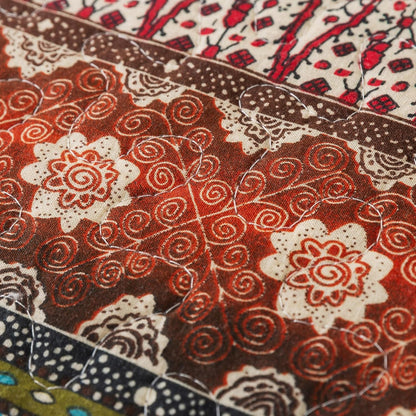 NEWLAKE Cotton Bedspread Quilt Sets - Reversible Patchwork Coverlet Set, Red Striped Jacquard