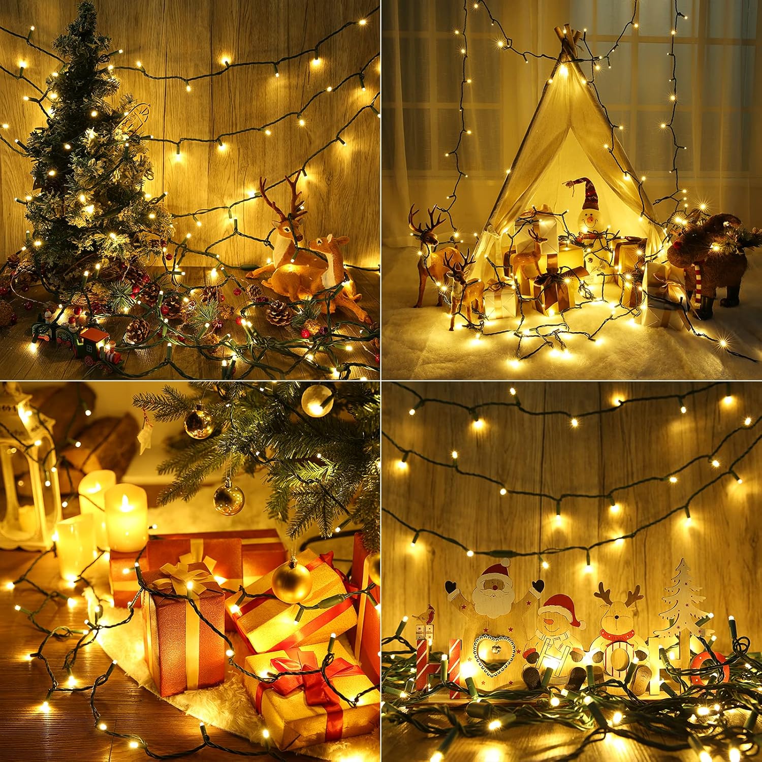 Brizled 33ft 100 LED Christmas Tree Lights - Steady On Only, 5mm Wide Angle, Connectable 120V UL