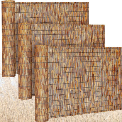 Barydat 3 Pcs 4 x 16.4 ft Bamboo Privacy Screen, Reed Fence Roller Patio Decorative Fences Reed