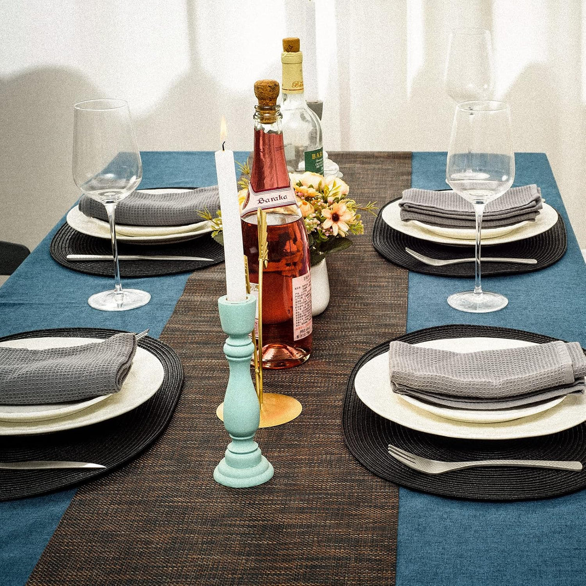 AHHFSMEI Placemats Set of 6 for Dining Table Washable Woven Vinyl Non-Slip 18x12 inches Placemat