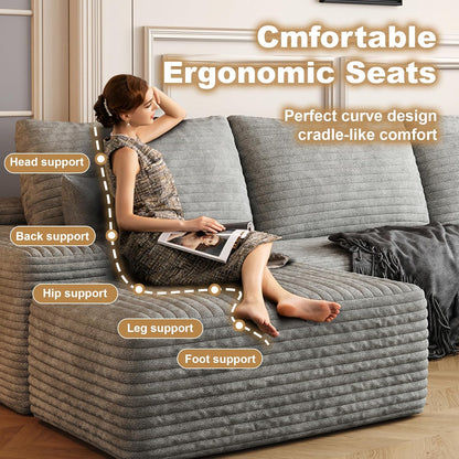 108" Sectional Couches for Living Room Modern Modular Sofa with L-Shape Couchs Upholstered Boneless