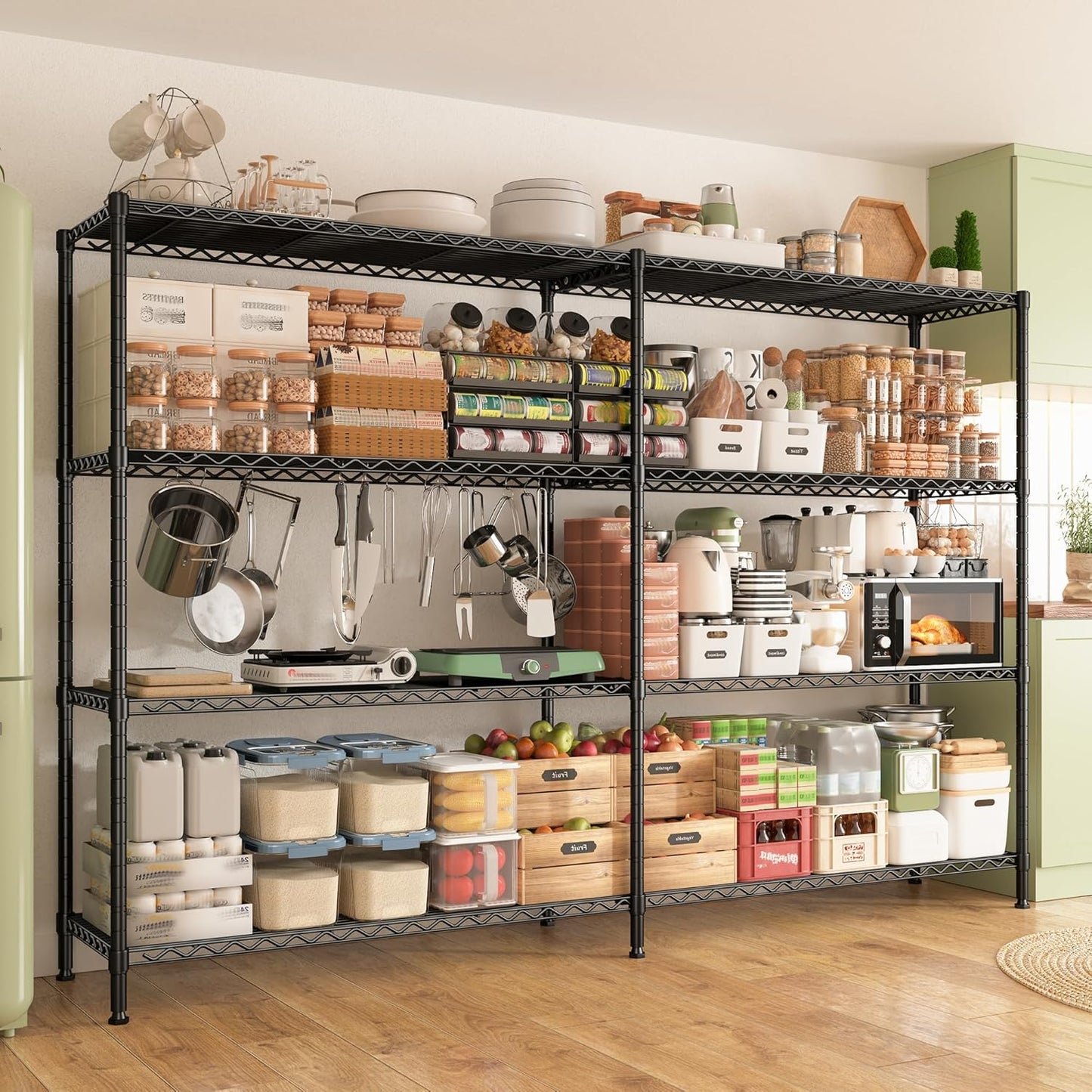 REIBII 69.8" W Storage Shelves 1250LBS Wire Shelving Unit 4 Tier Metal Shelving for Storage Rack