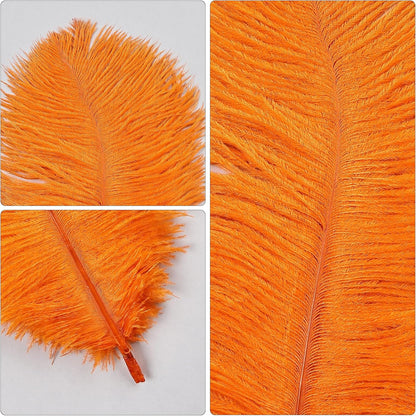 THARAHT Orange Ostrich Feathers 12pcs Natural Bulk 10-12Inch 25cm-30cm for Crafts Wedding Party