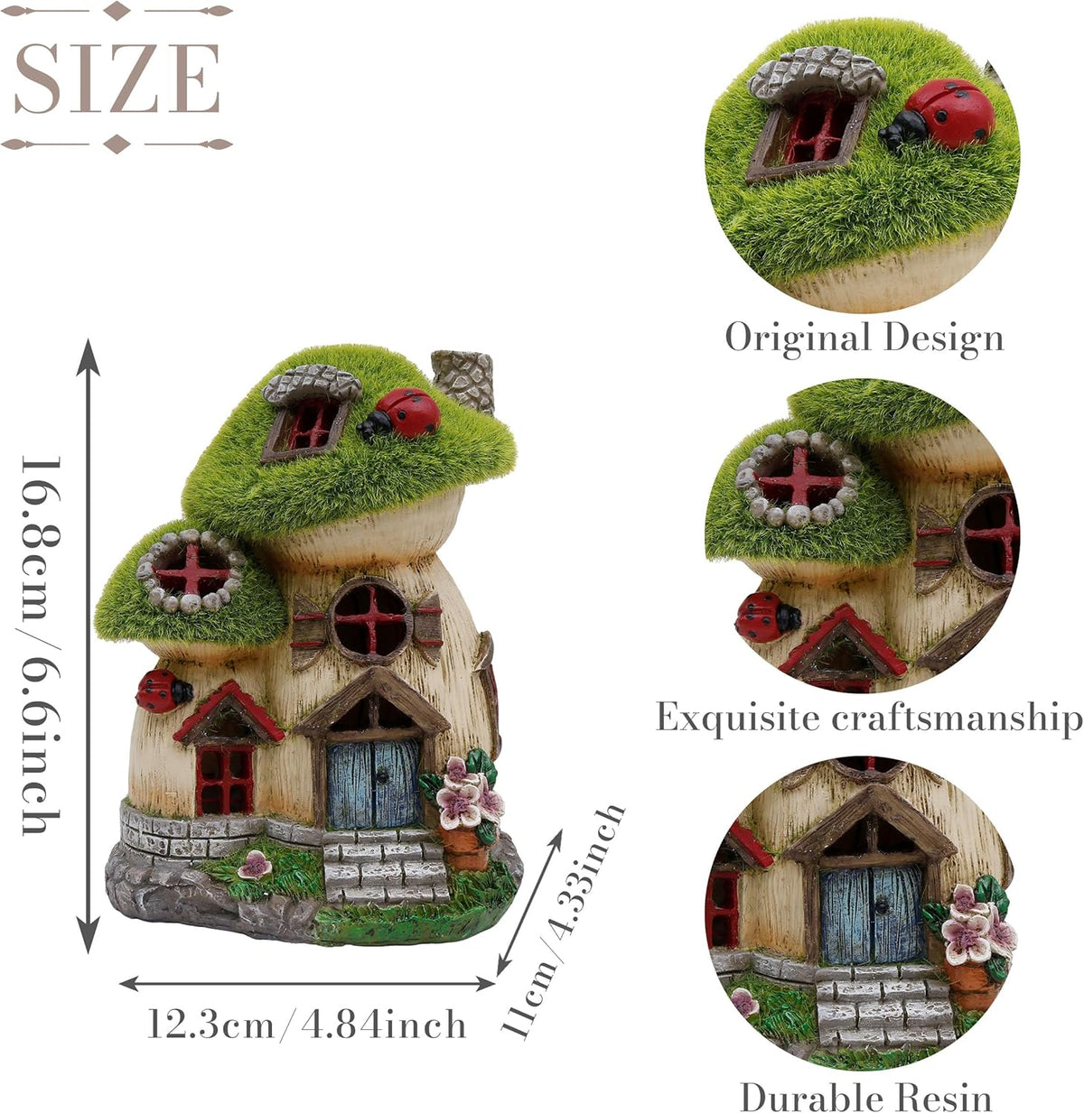 TERESA'S COLLECTIONS Mushroom Garden Statues with Outdoor Solar Light for Garden Decor, Green