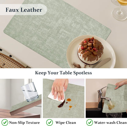 FROMHEART Faux Leather Placemats Set of 4–Waterproof,Heat/Oil Stain-Resistant PU Table