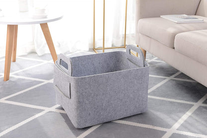 Storage Basket Felt Storage Bin Collapsible& Convenient Box Organizer with Carry Handles for Office