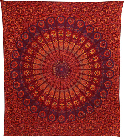 Bless International Handmade Indian hippie Bohemian Psychedelic Peacock Mandala Wall hanging