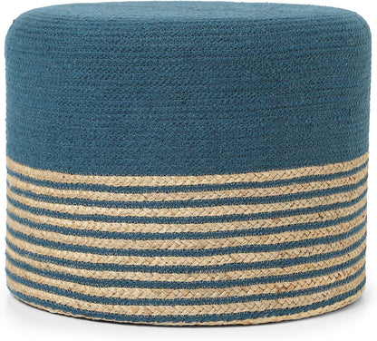 REDEARTH · Cylindrical Pouf Foot Stool Ottoman - Jute Braided Pouffe Poof Accent Sitting Footrest