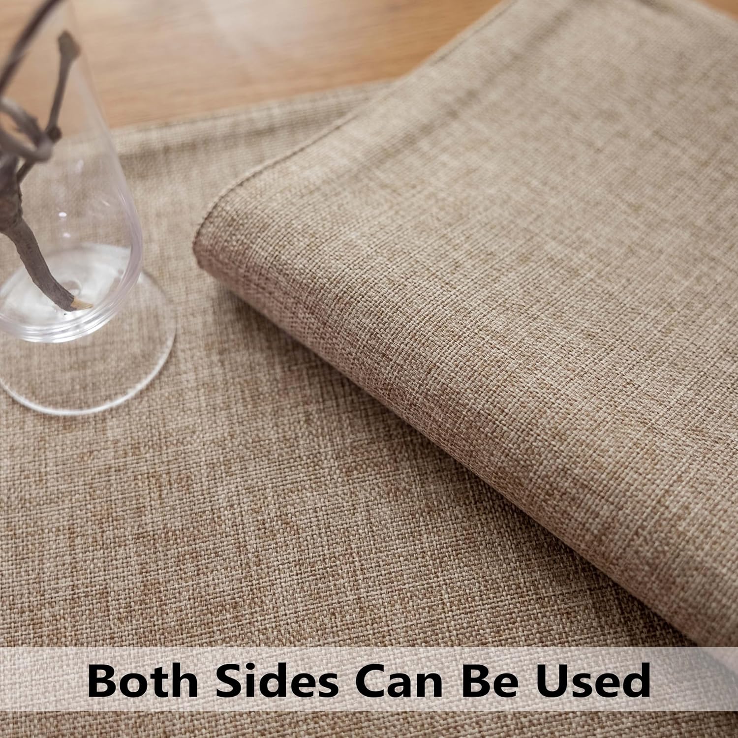 Demetex Table Placemats Linen Place Mats Set of 8 Natural Heat Resistant Cloth Plate Mats for