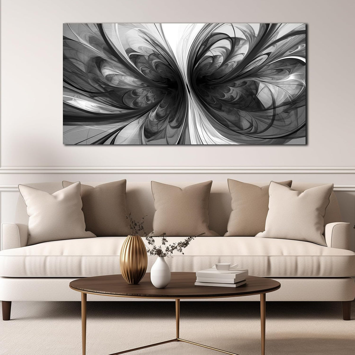 Large Abstract Canvas Wall Art Living Room Black Art Wall Decor for Office Teenage Boy Room Decor