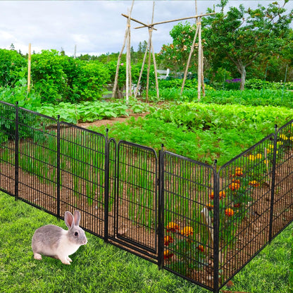 Tall Garden Fence,Wide Gate Low Threshold Fence for Garden, 32in(H) 4 Panels Total 8.9 Ft(L) Animal