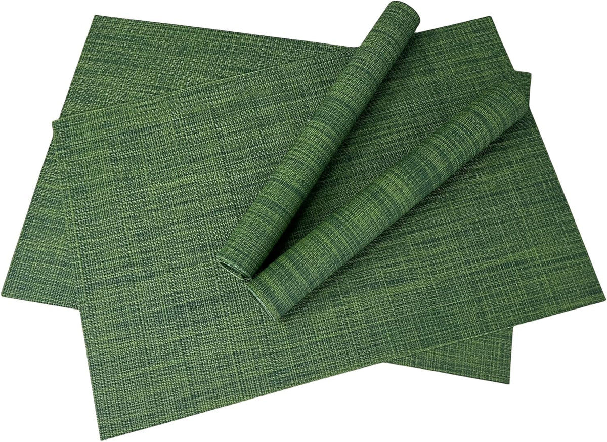 WAZAIGUR Placemats Set of 4 for Dining Table Heat-Resistant Washable Place Mats Woven Vinyl Kitchen