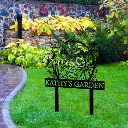 Personalized Metal Garden Sign with Stake, Custom Garden Decor for Outdoor, Custom Family Name