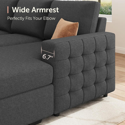 HONBAY Sectional Couch with Pull Out Bed, U-Shaped Sectional Sleeper Sofa with Storage, 6 Seater