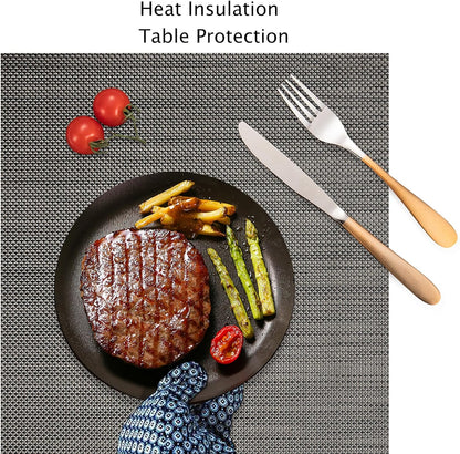 Myir JUN Placemats Set of 8, Vinyl Woven Placemats Place Mats Indoor Set of 8 Washable Table Mats
