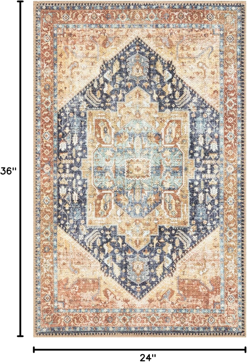 Keen Home Design 2x3 Rug - Machine Washable Entry Rug with Non-Slip Backing, Ideal for Enteryway