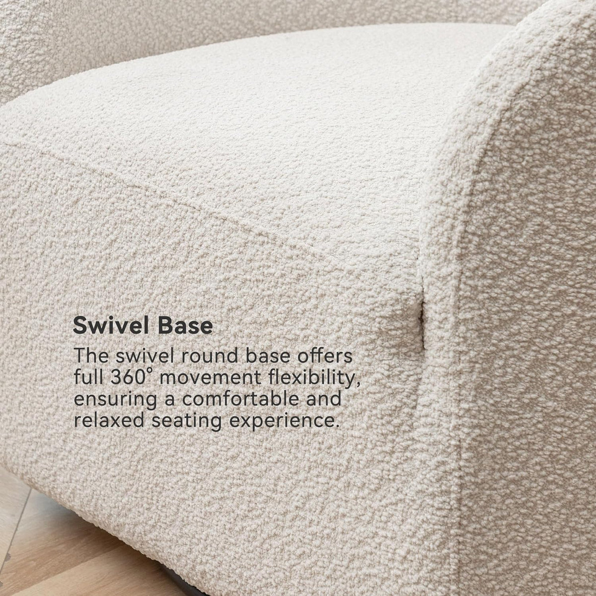KINWELL 32" Wide Modern Boucle Swivel Barrel Chairs Set of 2, No Assembly Round Upholstered Swivel