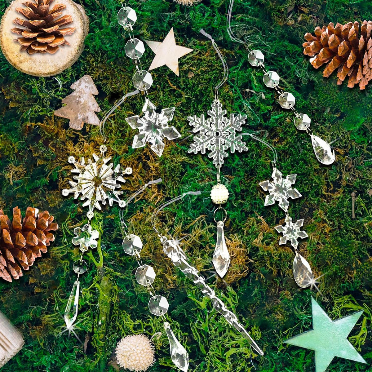 Christmas Tree Decoration Crystal Ornaments - 48pcs Acrylic Christmas Ornaments Snowflake Icicle