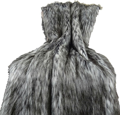 Exotic Siberian Husky Faux Faur Throw Blanket - Gray White Black Husky Fur - Gray Faux Fur Throw