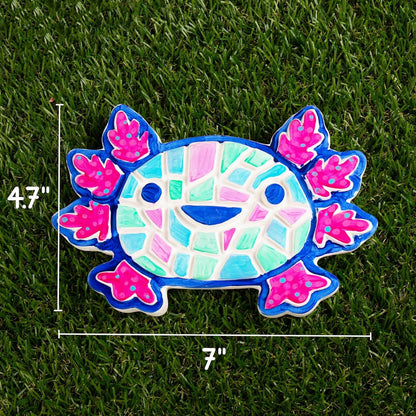 Creative Roots Axolotl Stepping Stone Kit, 7-Inch Paintable Ceramic Stepping Stone, Includes 6