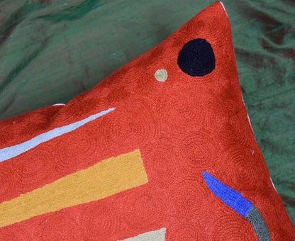 Kandinsky Modern Pillows Cover- Orange | Mid Century Chair Cushions | Abstract Throw Pillows |