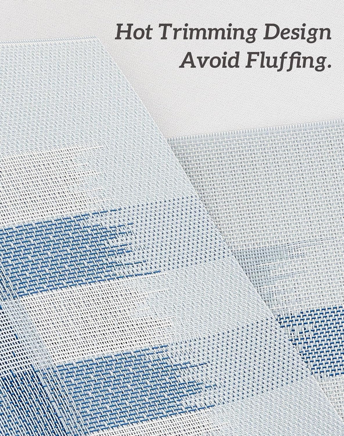 Leetaltree Geometric Print Blue Placemats Set of 12 - Heat Resistant Non-Slip Place mats for Dining