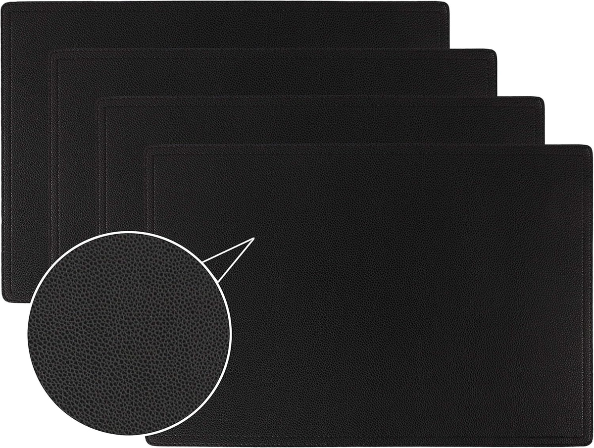 Faux Leather Placemats, PU Table Mats, Set of 4, Waterproof, Stain Resistant, Heat Resistant