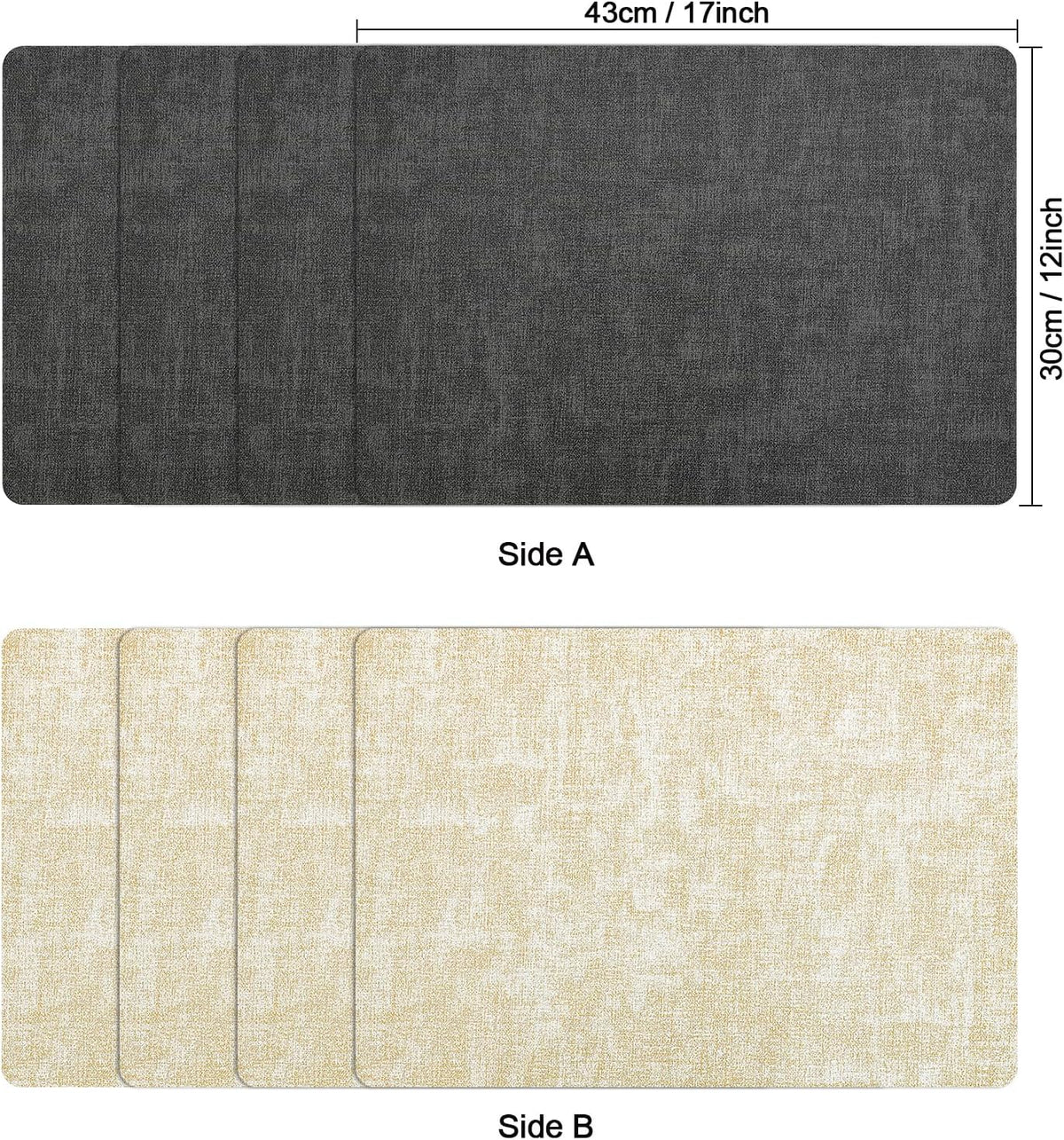 Myir JUN Dual Sided Placemats, Faux Leather Set of 4 for Dining Table Indoor Outdoor, Square