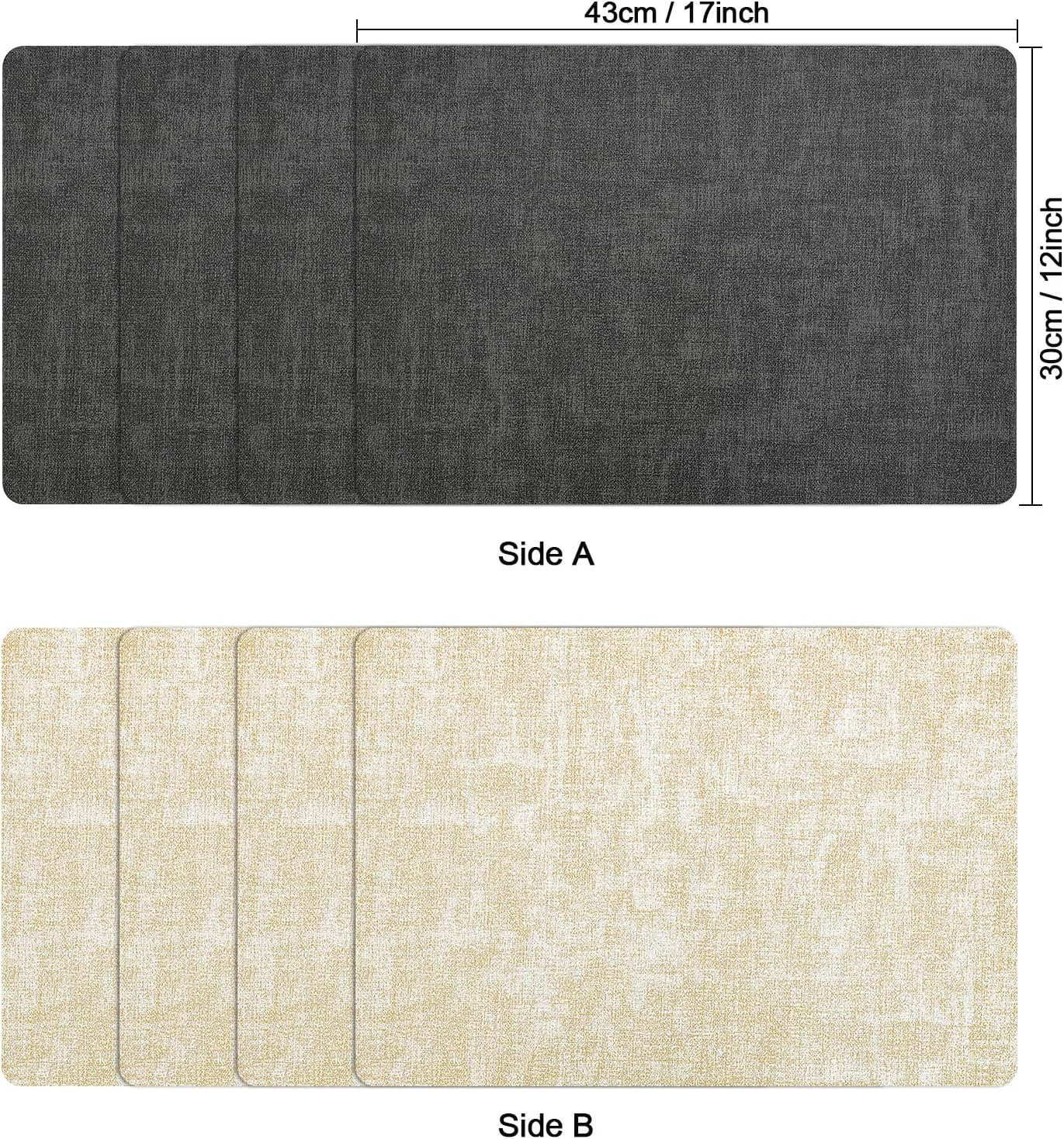 Myir JUN Placemats Dual Sided, Faux Leather Place Mats Set of 8 Indoor Placemats for Dining Table