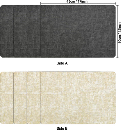 Myir JUN Placemats Dual Sided, Faux Leather Place Mats Set of 8 Indoor Placemats for Dining Table