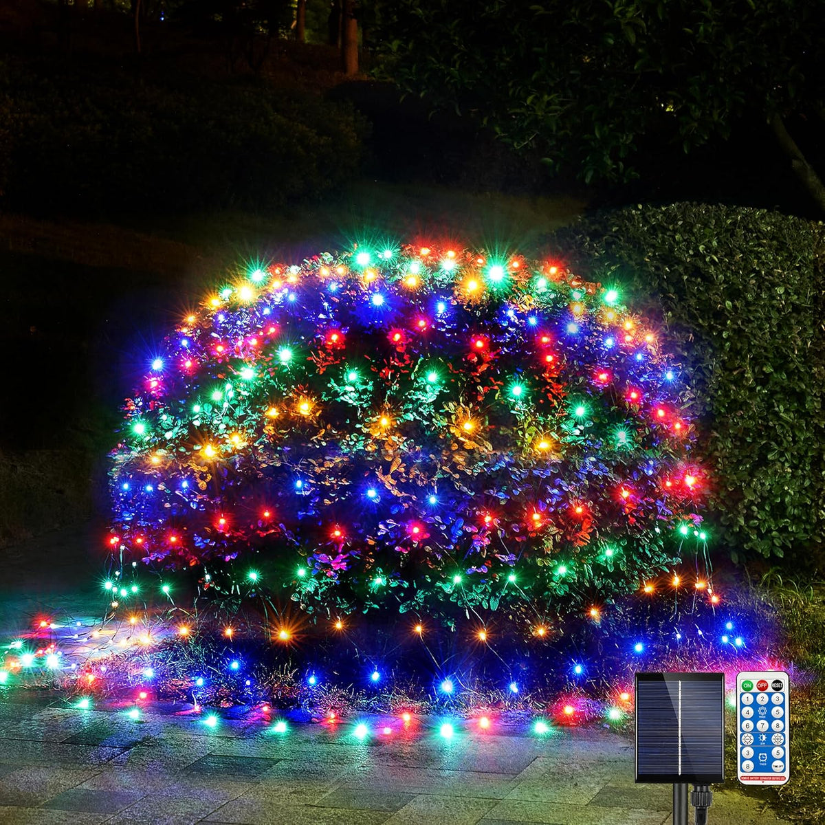 WBao Solar Christmas Lights Outdoor 360LED 11.5ft x 6.9ft Christmas Bushes Lights with Remote, 8