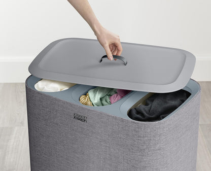 Joseph Joseph Tota Trio 90 liter/23.8 gallon Laundry Hamper Separation Basket with lid, 3 Removable