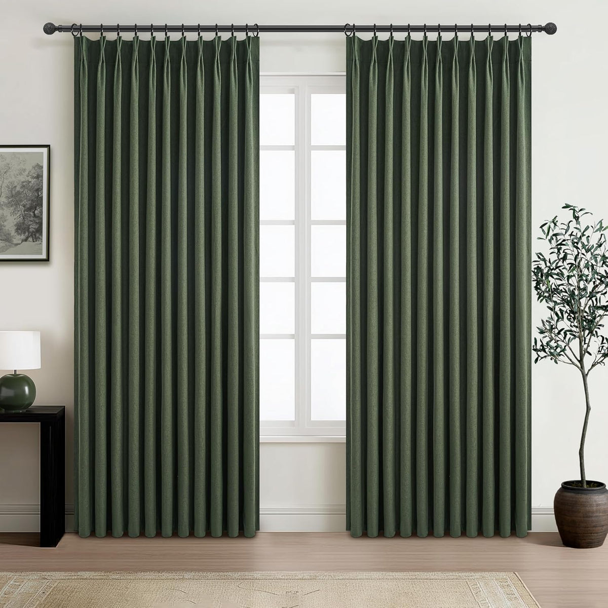 Curtains 70 Inch Length Extra Wide Pinch Pleated Blackout Curtain for Sliding Glass Door/Living