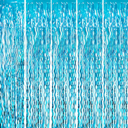 GOER 3.2 ft x 6.5 ft Metallic Tinsel Foil Fringe Curtains Party Photo Backdrop Party Streamers for