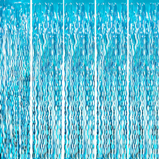 GOER 3.2 ft x 6.5 ft Metallic Tinsel Foil Fringe Curtains Party Photo Backdrop Party Streamers for