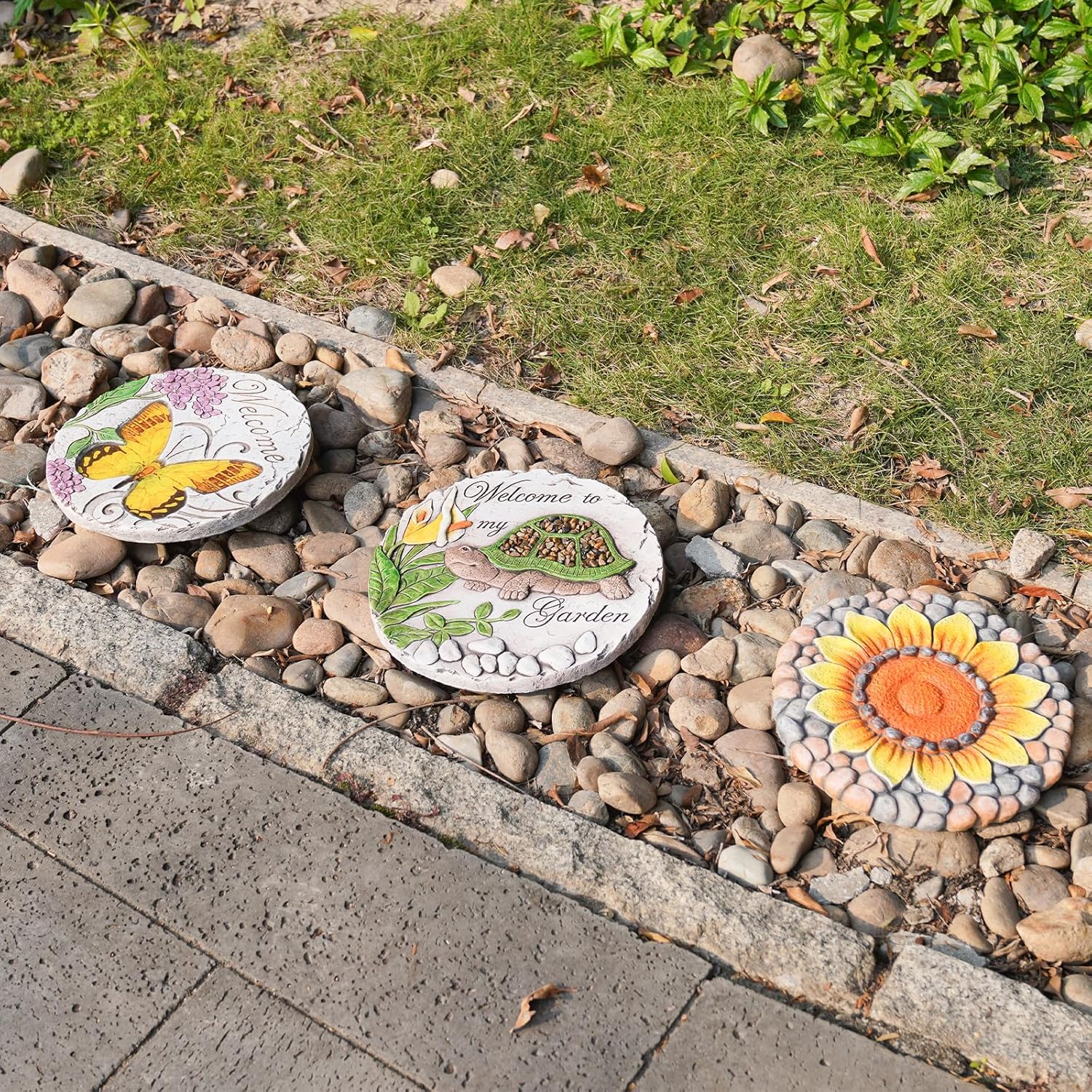 Garden Décor Stepping Stones Outdoor - Resin Butterfly Decorative Stone Bright Color Memories