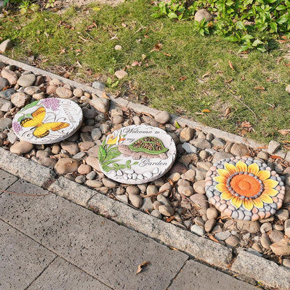 Garden Décor Stepping Stones Outdoor - Resin Butterfly Decorative Stone Bright Color Memories