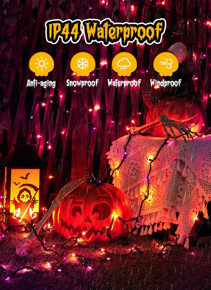 Minetom Halloween String Lights Orange & Purple 100 Count 25 Feet Incandescent Bulb Mini Lights for