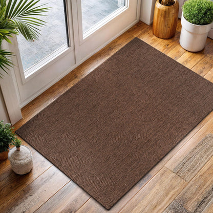 CAMILSON Easy Jute Rug 2x3, Indoor Outdoor Brown Color Fiber Area Rugs for Living Room and Kitchen