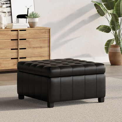 Christopher Knight Home Faux Leather Storage Ottoman Square Ottoman End of Bed Ottoman Cube for