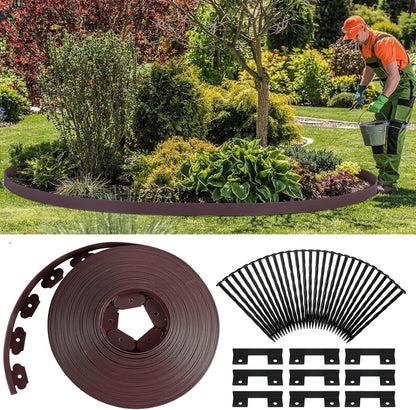 Queekay Landscape Edging Kit 148 ft with 70 Spikes 20 Connectors Plastic Border for Garden, Lawn