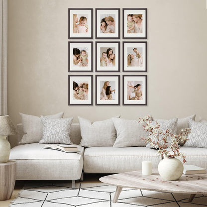 Sheffield Home 9 Piece Gallery Wall Frame Set, 11x14 Inch, Dark Oak