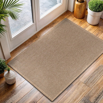 CAMILSON Easy Jute Rug 2x3, Indoor Outdoor Natural Color Fiber Area Rugs for Bathroom and Kitchen