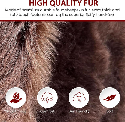 LAMBZY Faux Sheepskin Soft Hypoallergenic Free Shape Silky Shag Rug, Luxury Shaggy Silky Plush